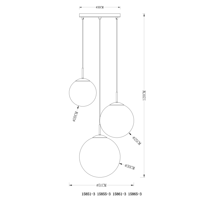 Globo - Luster na lanku 3xE27/40W/230V pr. 51 cm