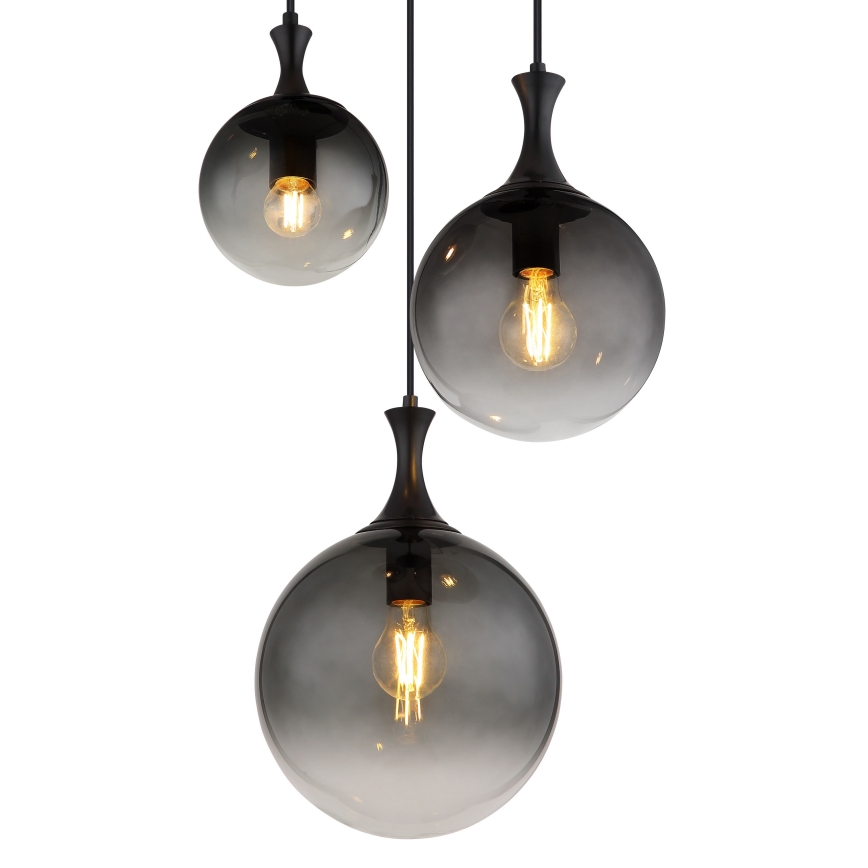 Globo - Luster na lanku 3xE27/10W/230V pr. 48 cm čierna