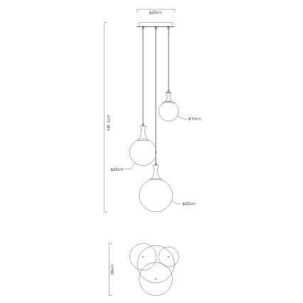 Globo - Luster na lanku 3xE27/10W/230V pr. 48 cm čierna