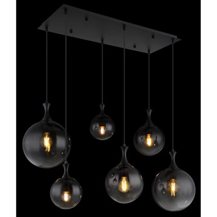 Globo - Luster na lanku 6xE27/10W/230V čierna