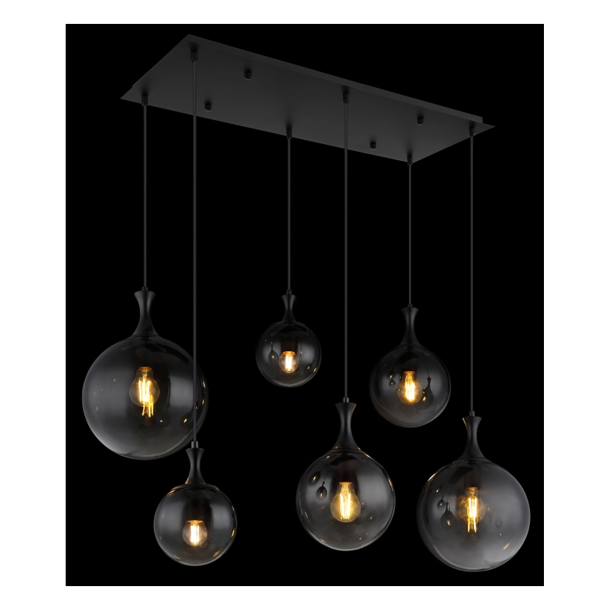 Globo - Luster na lanku 6xE27/10W/230V čierna