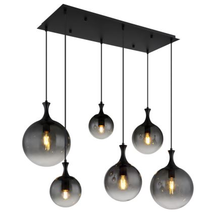 Globo - Luster na lanku 6xE27/10W/230V čierna