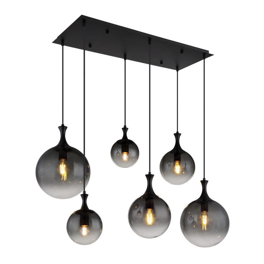 Globo - Luster na lanku 6xE27/10W/230V čierna
