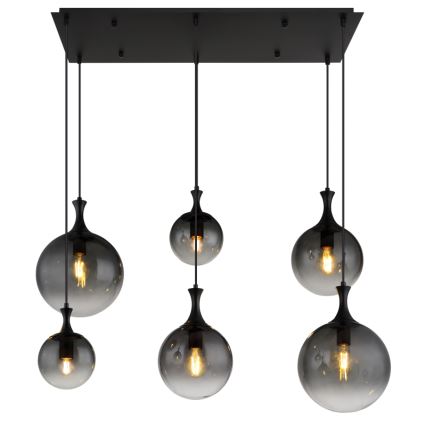 Globo - Luster na lanku 6xE27/10W/230V čierna