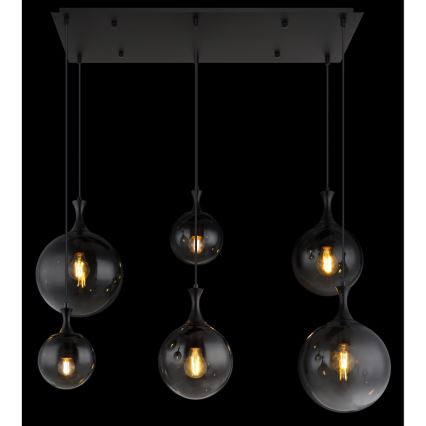Globo - Luster na lanku 6xE27/10W/230V čierna