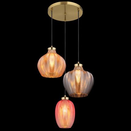 Globo - Závesný luster na lanku 3×E27/60W/230V, priemer 45 cm