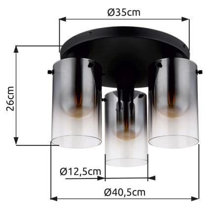 Globo - Prisadený luster 3xE27/40W/230V pr. 40,5 cm čierna