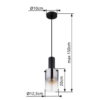 Globo - Luster na lanku 1xE27/40W/230V pr. 12,5 cm čierna