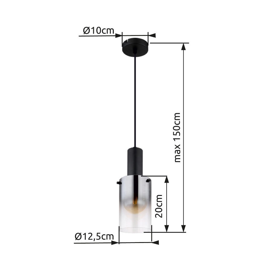 Globo - Luster na lanku 1xE27/40W/230V pr. 12,5 cm čierna