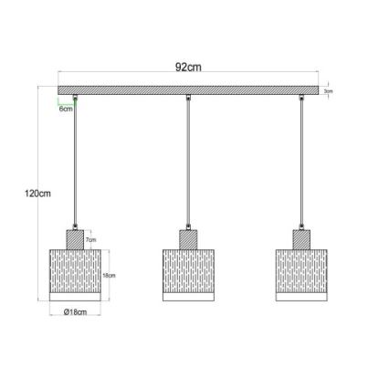 Globo - Závesné svietidlo na lanku 3xE27/60W/230V