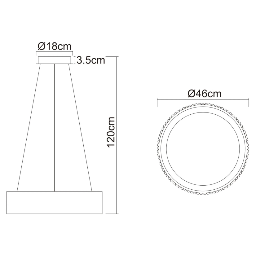 Globo - LED závesný luster na lane LED/45W/230V 2700/4000/6000K priemer 46 cm čierna