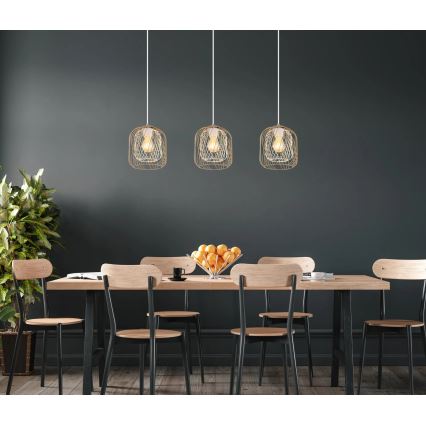 Globo - Luster na lankách 3xE27/40W/230V béžová/biela