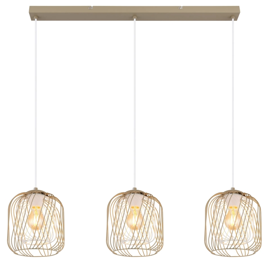 Globo - Luster na lankách 3xE27/40W/230V béžová/biela