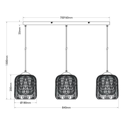 Globo - Luster na lankách 3xE27/40W/230V béžová/biela