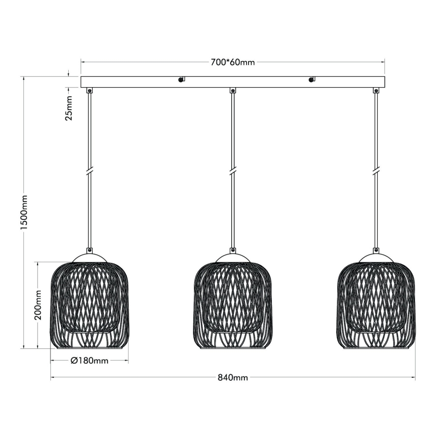 Globo - Luster na lankách 3xE27/40W/230V béžová/biela