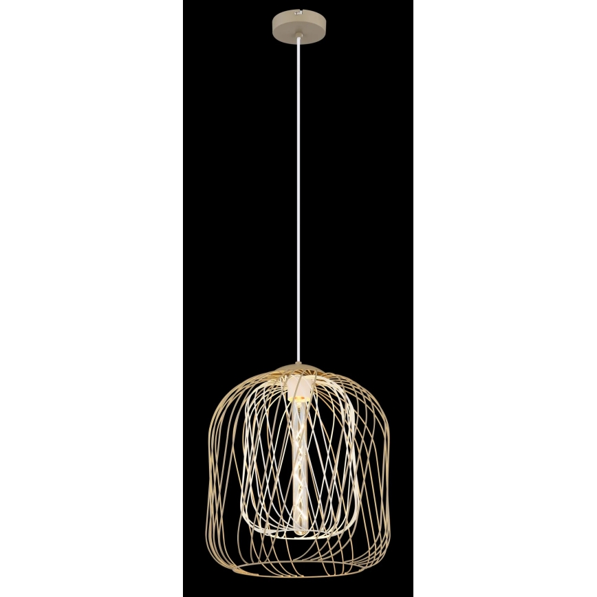Globo - Luster na lanku 1xE27/40W/230V pr. 35 cm béžová/biela