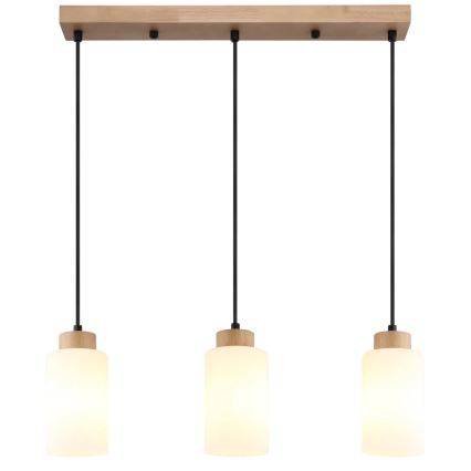 Globo - Závesný luster na lanku 3xE27/60W/230V dub/biela