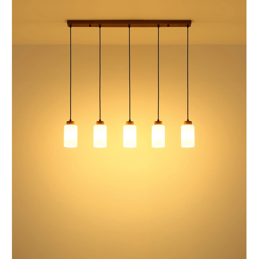 Globo - Luster na lankách 5xE27/60W/230V béžová/biela