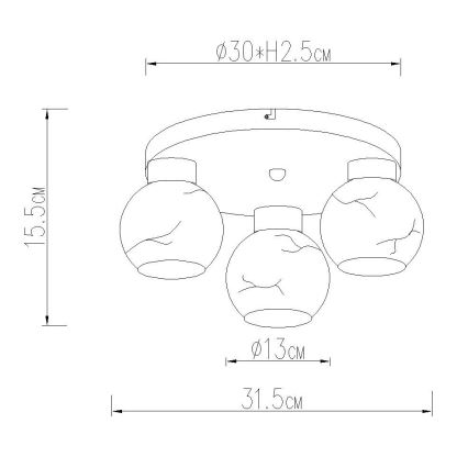 Globo - Stropné svietidlo 3xE27/60W/230V pr. 31,5 cm
