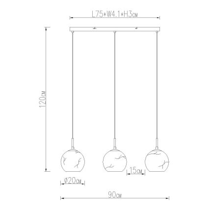 Globo - Luster na lanku 3xE27/60W/230V