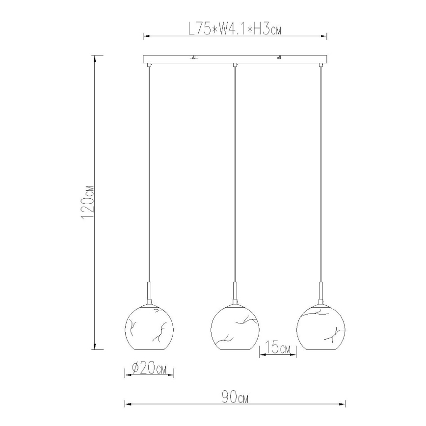 Globo - Luster na lanku 3xE27/60W/230V