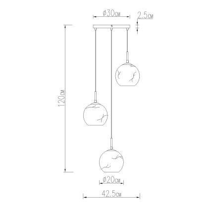 Globo - Závesný luster na lankách 3xE27/60W/230V pr. 42,5 cm