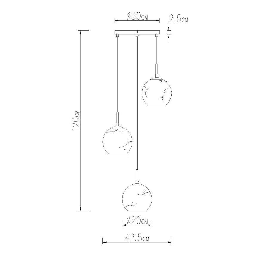 Globo - Závesný luster na lankách 3xE27/60W/230V pr. 42,5 cm
