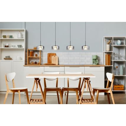 Globo - LED luster na lanku LED/24W/230V čierna/dymová