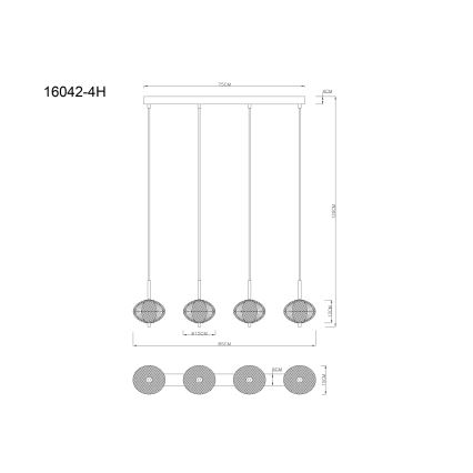 Globo - LED Luster na lanku 4xLED/5,75W/230V 3000/4500/6500K