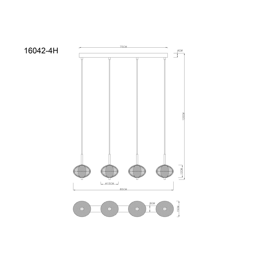 Globo - LED Luster na lanku 4xLED/5,75W/230V 3000/4500/6500K