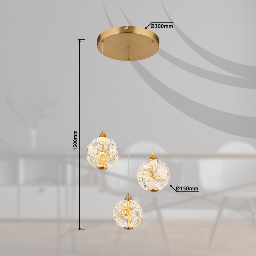 Globo - LED luster na lanku LED/24W/230V 3000K zlatý