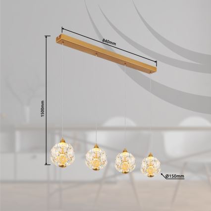 Globo - LED luster na lanku LED/32W/230V 3000K zlatý