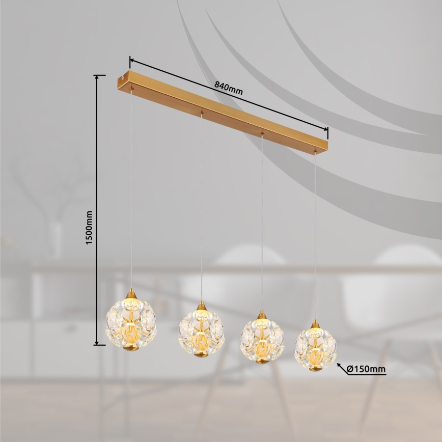 Globo - LED luster na lanku LED/32W/230V 3000K zlatý