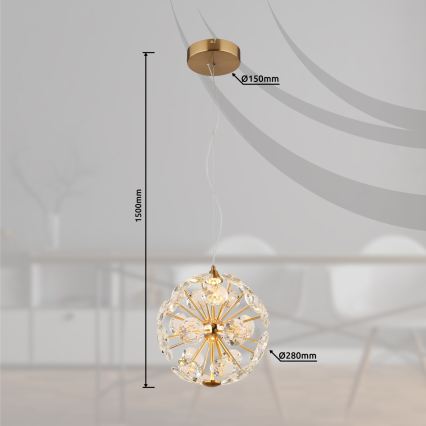 Globo - LED luster na lankách LED/12W/230V 3000K zlatý