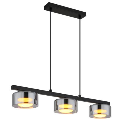 Globo - LED Luster na lanku 3xGX53/6W/230V dymová/čierna