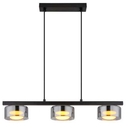 Globo - LED Luster na lanku 3xGX53/6W/230V dymová/čierna