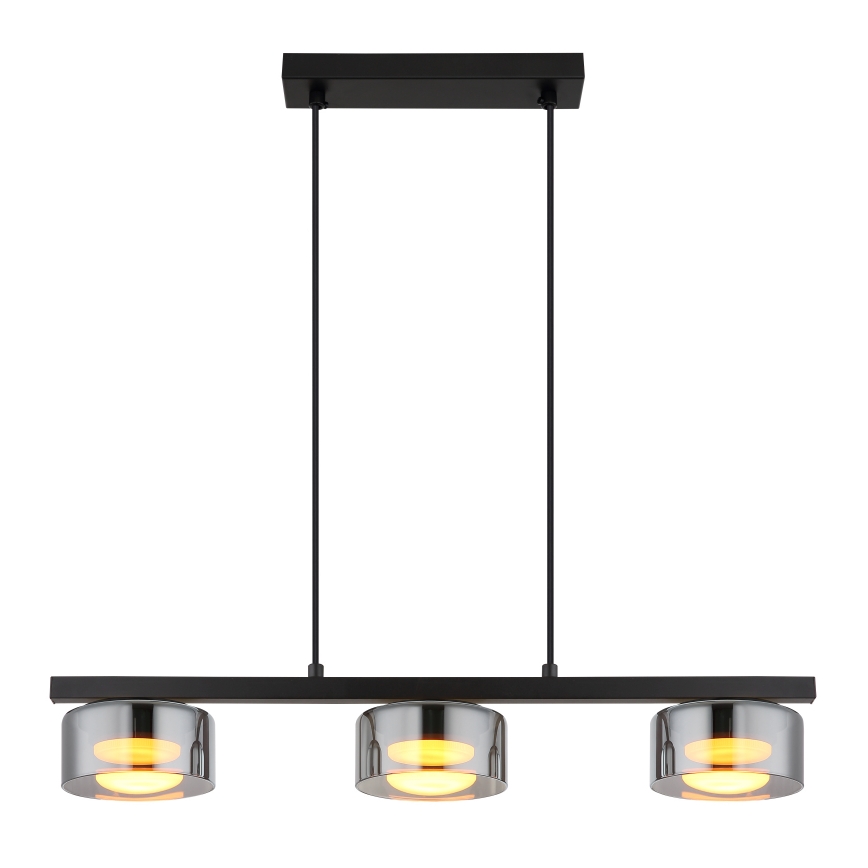 Globo - LED Luster na lanku 3xGX53/6W/230V dymová/čierna