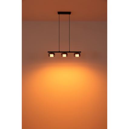Globo - LED Luster na lanku 3xGX53/6W/230V dymová/čierna