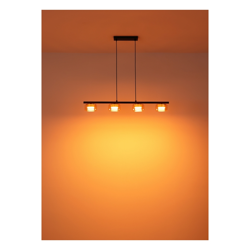 Globo - LED Luster na lanku 4xGX53/6W/230V dymová/hnedá