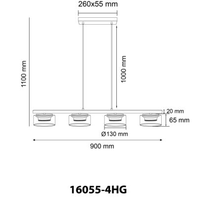 Globo - LED Luster na lanku 4xGX53/6W/230V dymová/hnedá