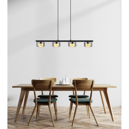 Globo - LED Luster na lanku 4xGX53/6W/230V dymová/čierna