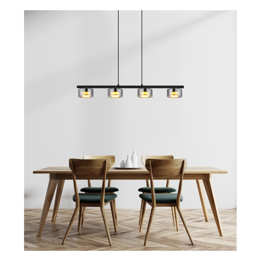 Globo - LED Luster na lanku 4xGX53/6W/230V dymová/čierna