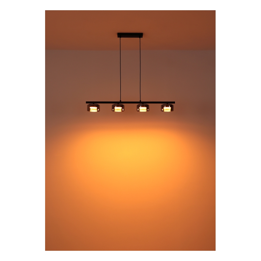 Globo - LED Luster na lanku 4xGX53/6W/230V dymová/čierna