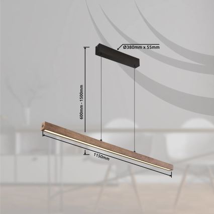 Globo - LED dotykový stlmiteľný luster na lanku LED/24W/230V + LED/3W 3000K hnedá