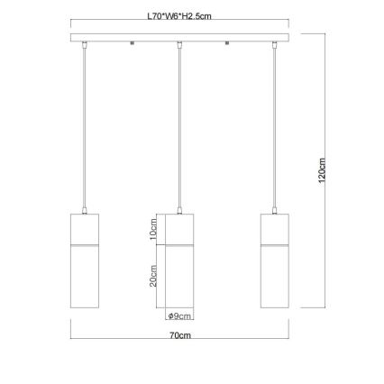 Globo - Luster na lanku 3xE27/25W/230V čierna