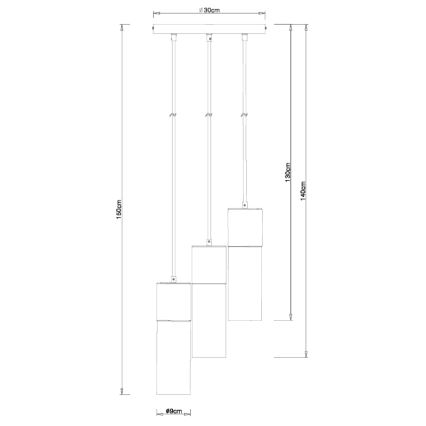 Globo - Luster na lanku 3xE27/25W/230V pr. 30 cm mosadz