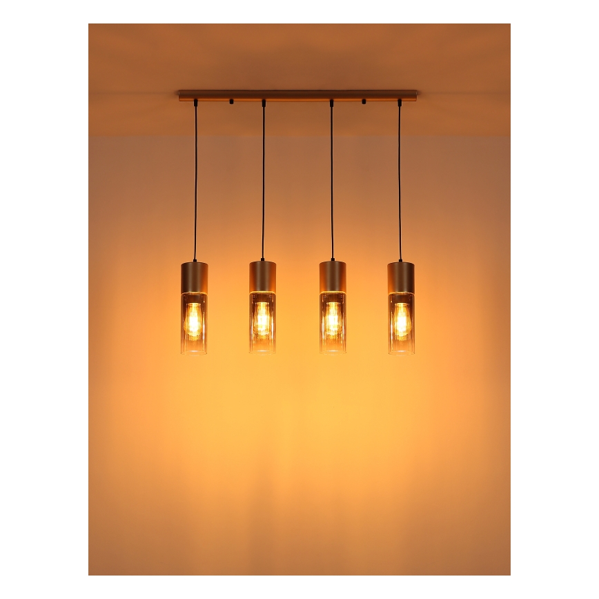 Globo - Závesný luster na lane 4xE27/25W/230V bronzový