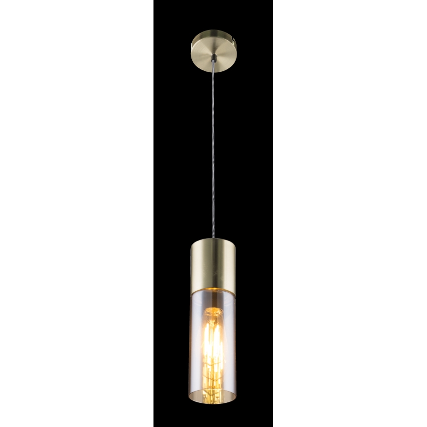 Globo - Luster na lanku 1xE27/25W/230V pr. 10,5 cm mosadz