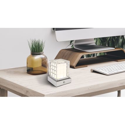 Globo - LED Stmievateľná dotyková stolná lampa LED/2,5W/3,7V 2700K/4000K/6500K 1800 mAh USB matný chróm