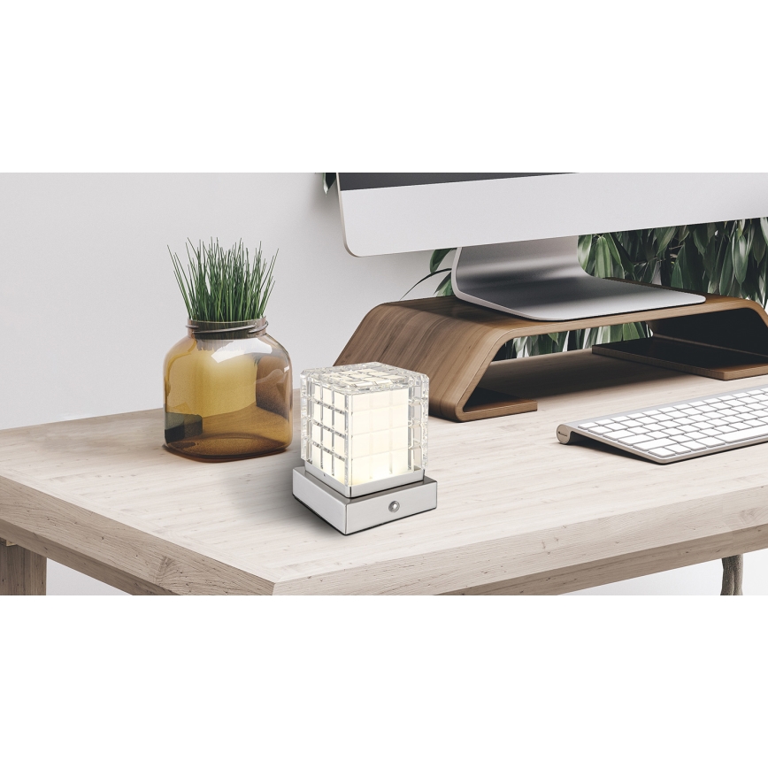 Globo - LED Stmievateľná dotyková stolná lampa LED/2,5W/3,7V 2700K/4000K/6500K 1800 mAh USB matný chróm